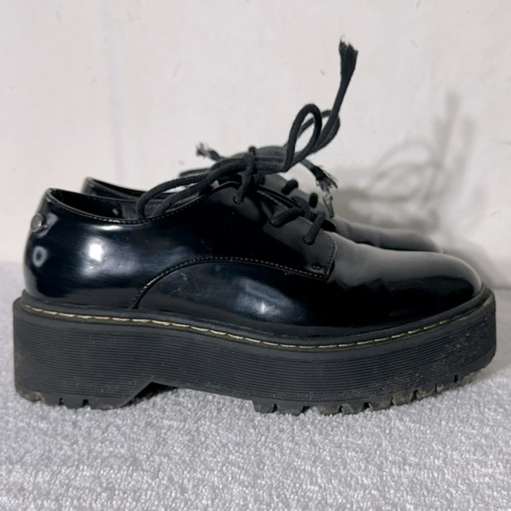 Madden NYC Black Patent Leather Chunky Sole Oxford Shoes 6